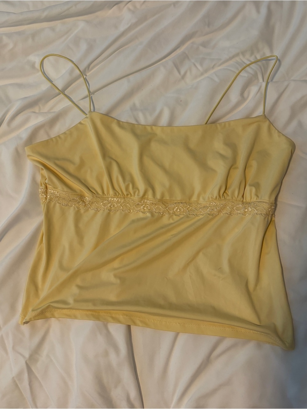 Wild Fable Butter Yellow Lace-Trim Spaghetti Strap Cami Top Size Large